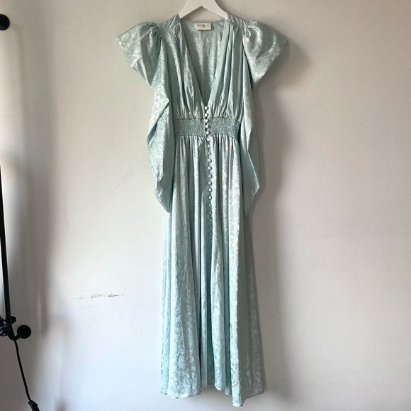 NWOT DIVINE HERITAGE Blue Victorian Maxi Dress S